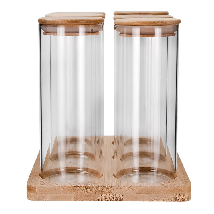 Juego de 6 frascos de borosilicato con tapa y base 330 ml 24SGPG6YTP-1 Home Sweet Home