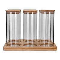Juego de 6 frascos de borosilicato con tapa y base 330 ml 24SGPG6YTP-1 Home Sweet Home