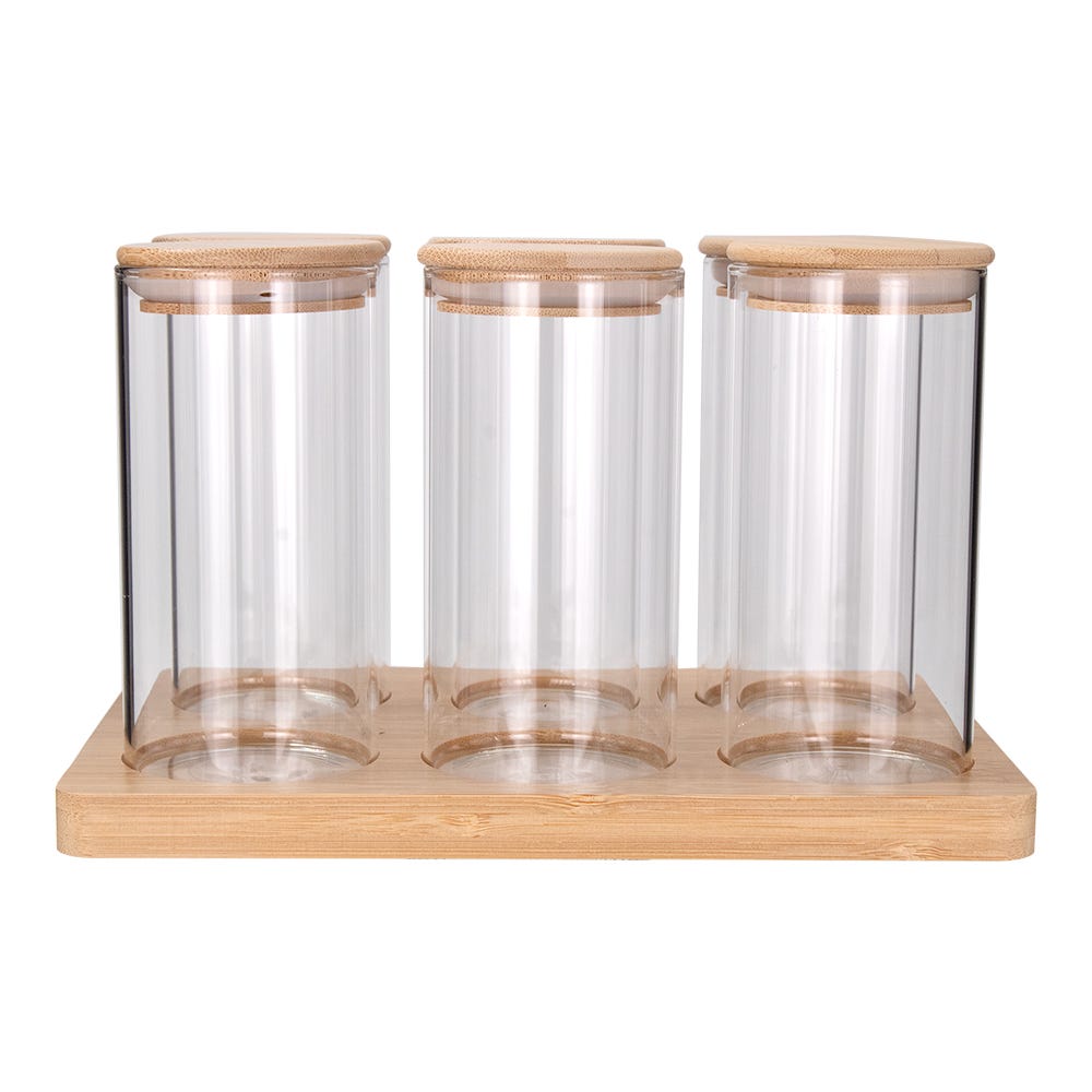 Juego de 6 frascos de borosilicato con tapa y base 250 ml 24SGPG6YTP-2 Home Sweet Home