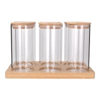 Juego de 6 frascos de borosilicato con tapa y base 250 ml 24SGPG6YTP-2 Home Sweet Home