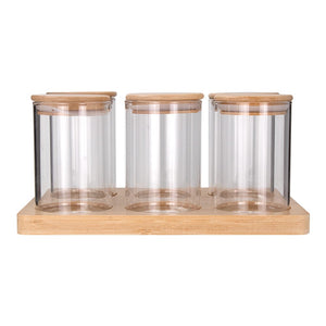 Juego de 6 frascos de borosilicato con tapa y base 200 ml 24SGPG6YTP-3 Home Sweet Home