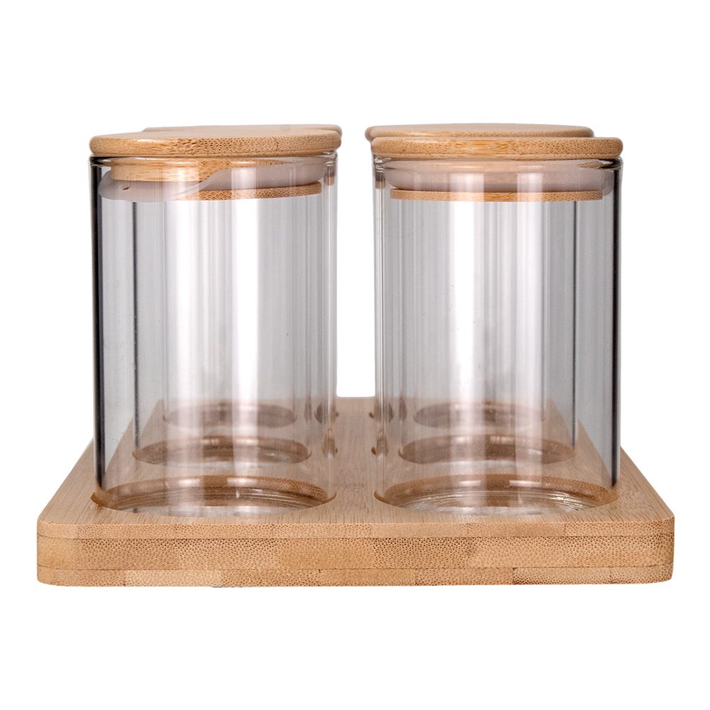 Juego de 6 frascos de borosilicato con tapa y base 200 ml 24SGPG6YTP-3 Home Sweet Home