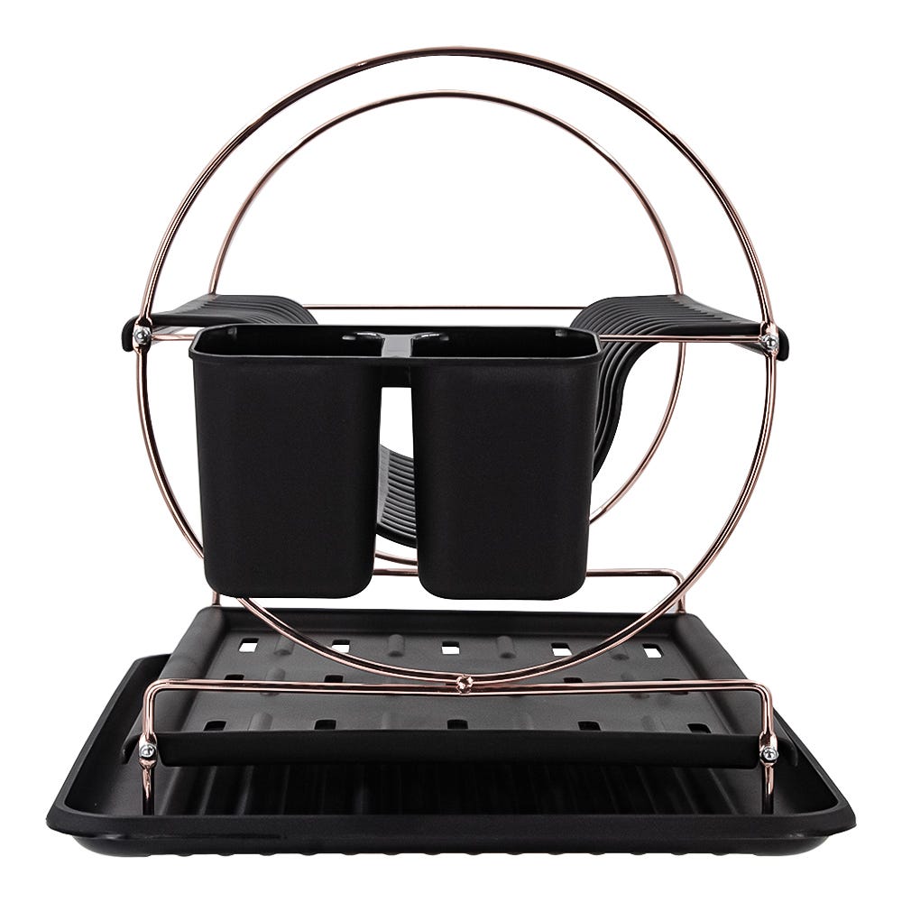 Escurridor de alambre con charola y porta cubiertos de plástico ATDS2789 Home Sweet Home