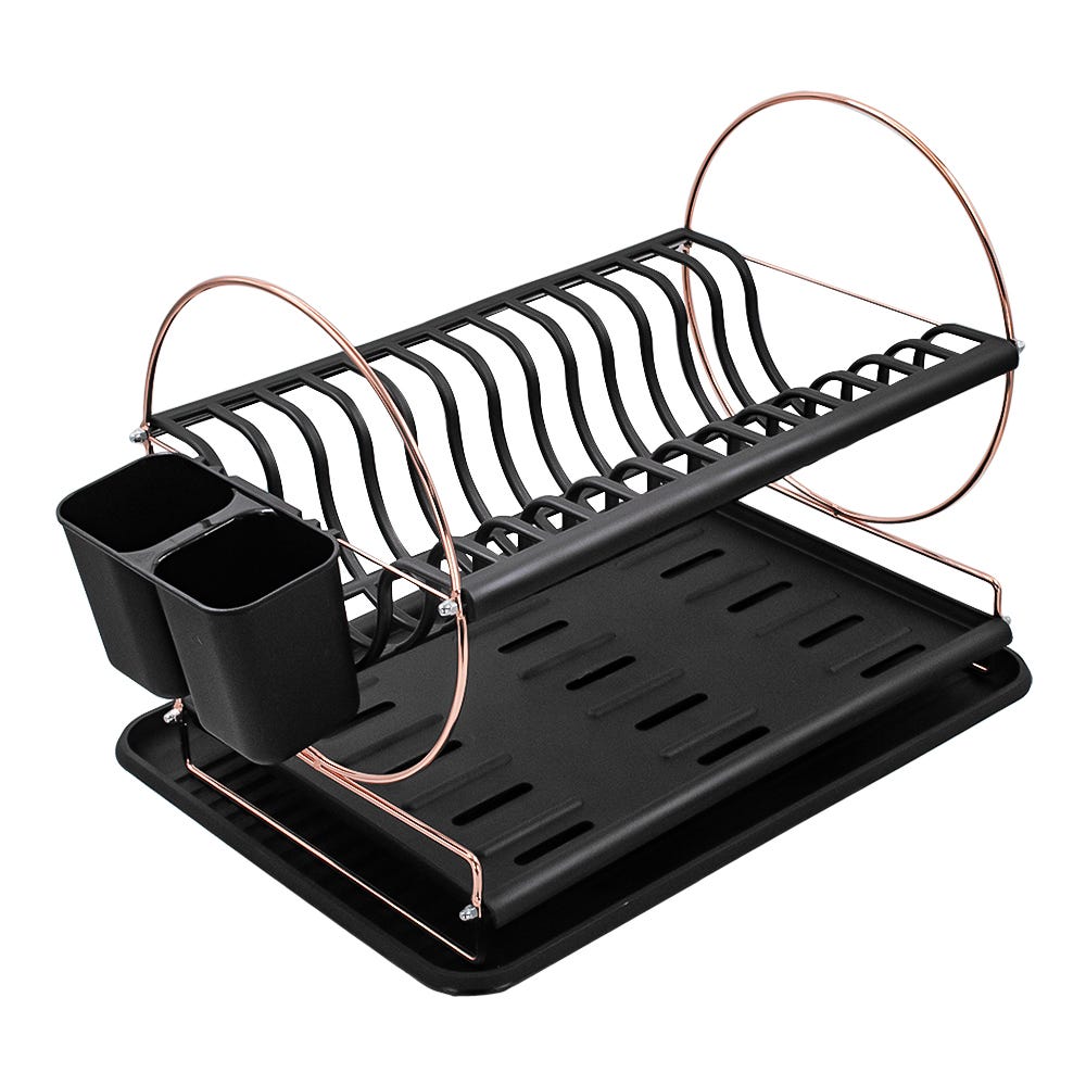 Escurridor de alambre con charola y porta cubiertos de plástico ATDS2789 Home Sweet Home