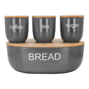 Juego de 4 contenedores de poliestireno con tapa de bambú Home Sweet Home