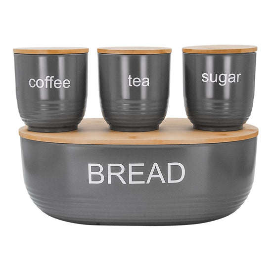 Juego de 4 contenedores de poliestireno con tapa de bambú Home Sweet Home