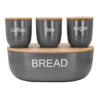 Juego de 4 contenedores de poliestireno con tapa de bambú Home Sweet Home