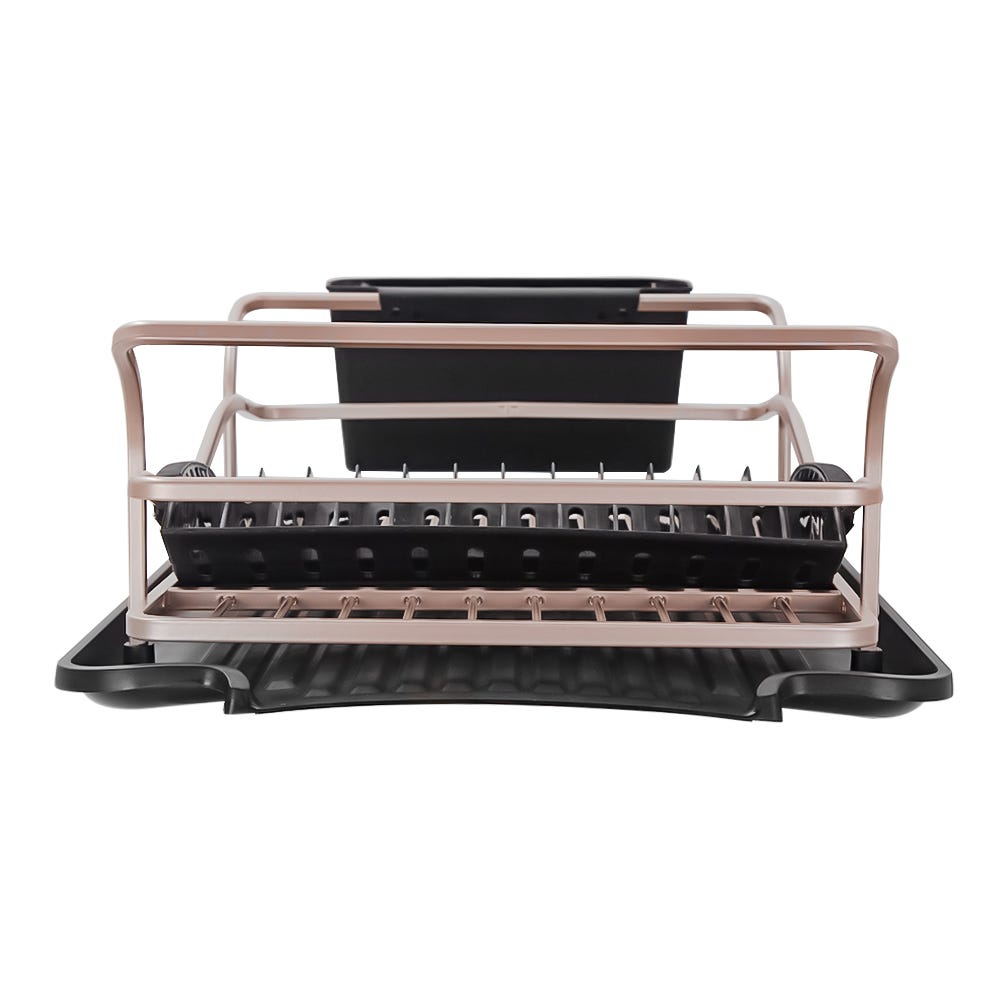 Escurridor de aluminio con charola y porta cubiertos dorado A1630 Home Sweet Home