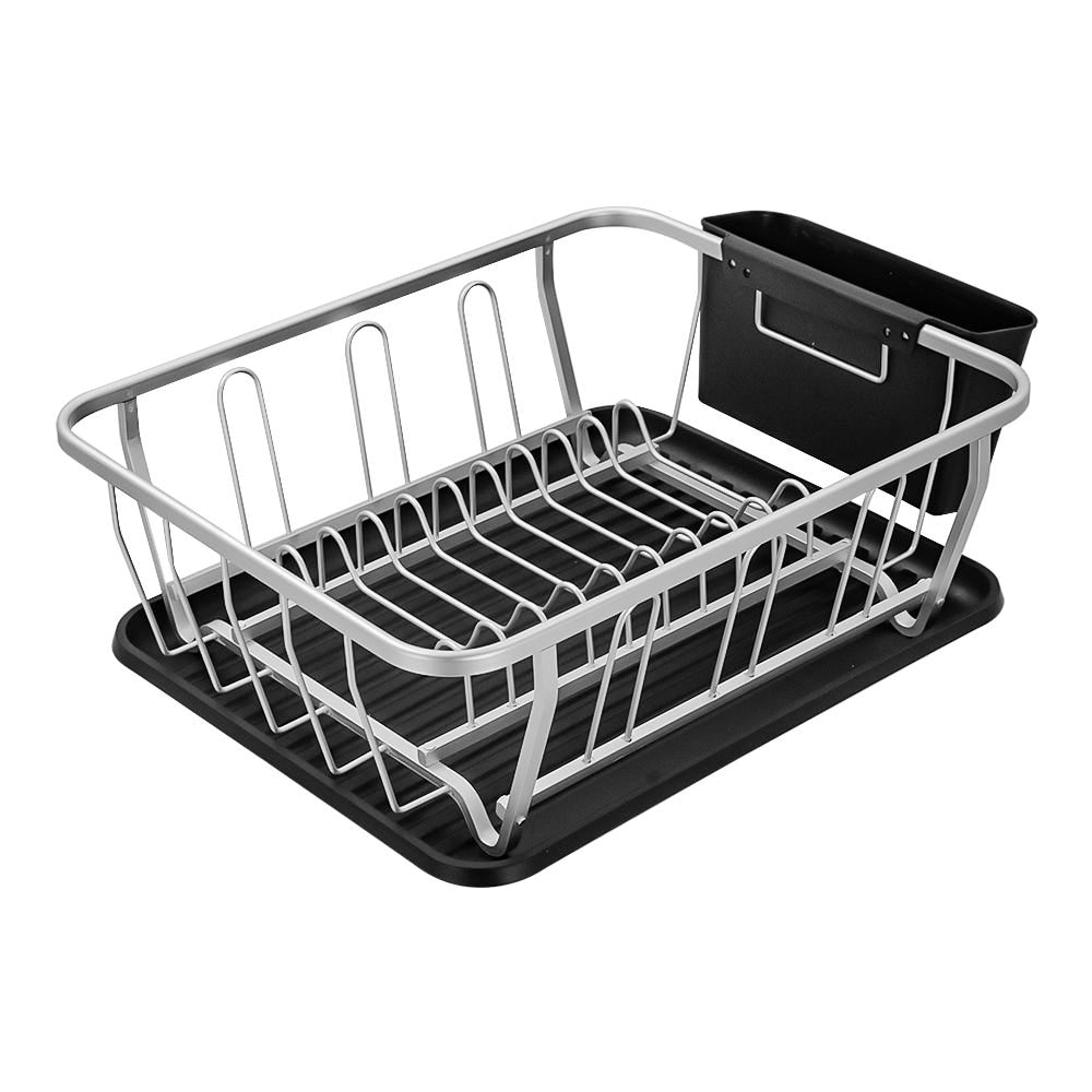 Escurridor de aluminio con porta cubiertos y charola plata A1419-1 Home Sweet Home