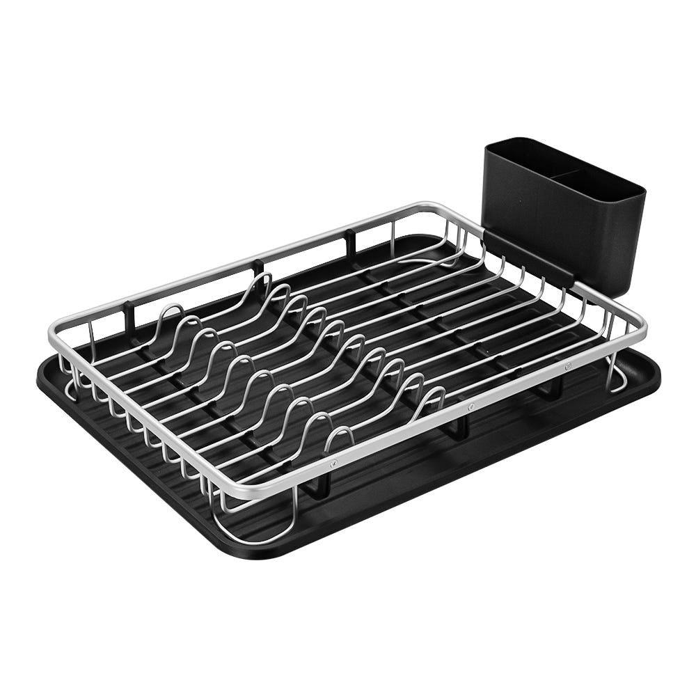 Escurridor de aluminio con charola y porta cubiertos plata A1533 Home Sweet Home