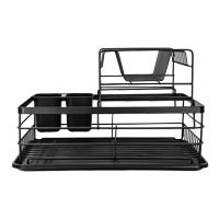 Escurridor de hierro con charola y porta cubiertos negro A1570 Home Sweet Home