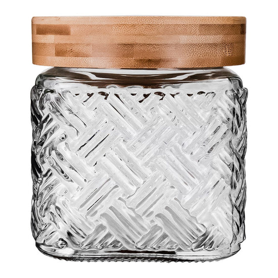 Frasco de vidrio con tapa de madera 1.1 L S02-0594-12-AE-1 Home Sweet Home