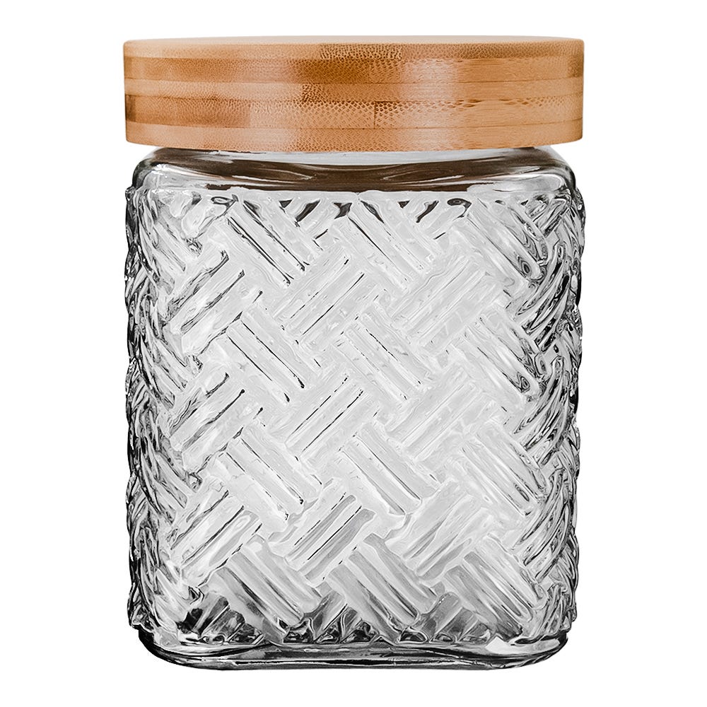 Frasco de vidrio con tapa de madera 1.4 L S02-0594-16-AE-1 Home Sweet Home