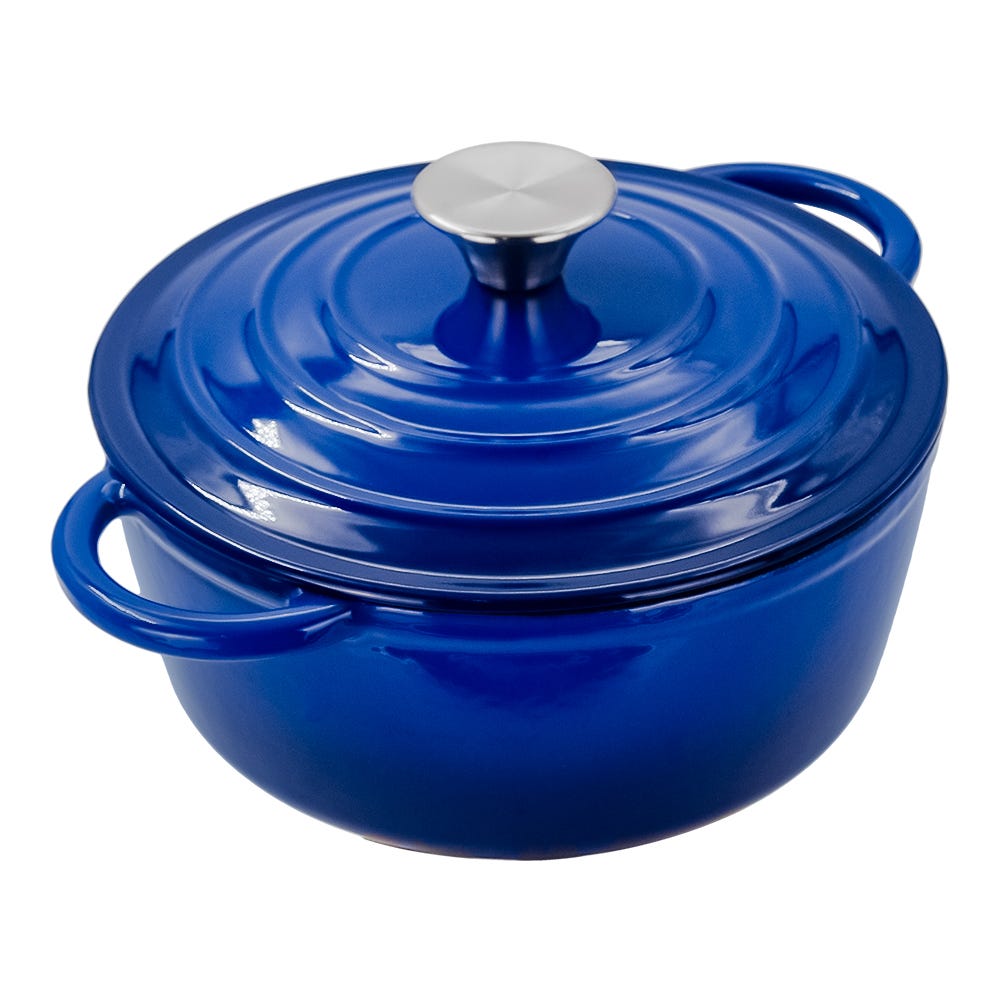 Olla de hierro fundido acabado peltre con tapa 22.4 cm ATA22 Qualité Premium