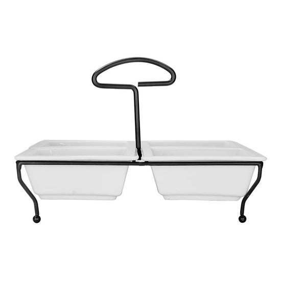 Juego de 4 botaneros de cerámica con base metálica Y13 Home Sweet Home