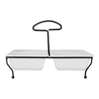 Juego de 4 botaneros de cerámica con base metálica Y13 Home Sweet Home