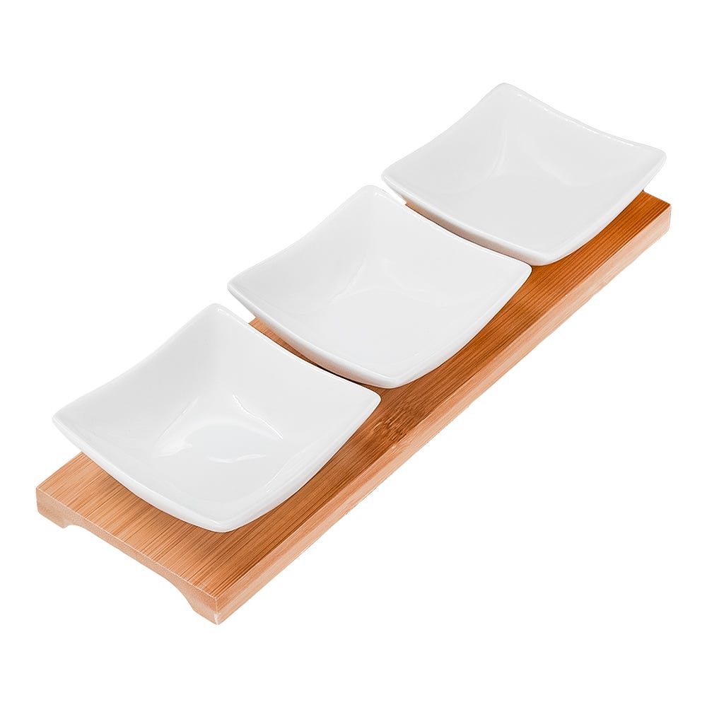 Juego de 3 tazones de cerámica con base de bambú Y2305 Home Sweet Home