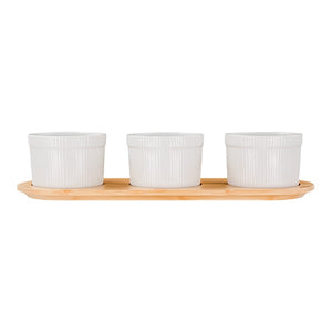 Juego de 3 tazones de cerámica con base de bambú Y2307 Home Sweet Home