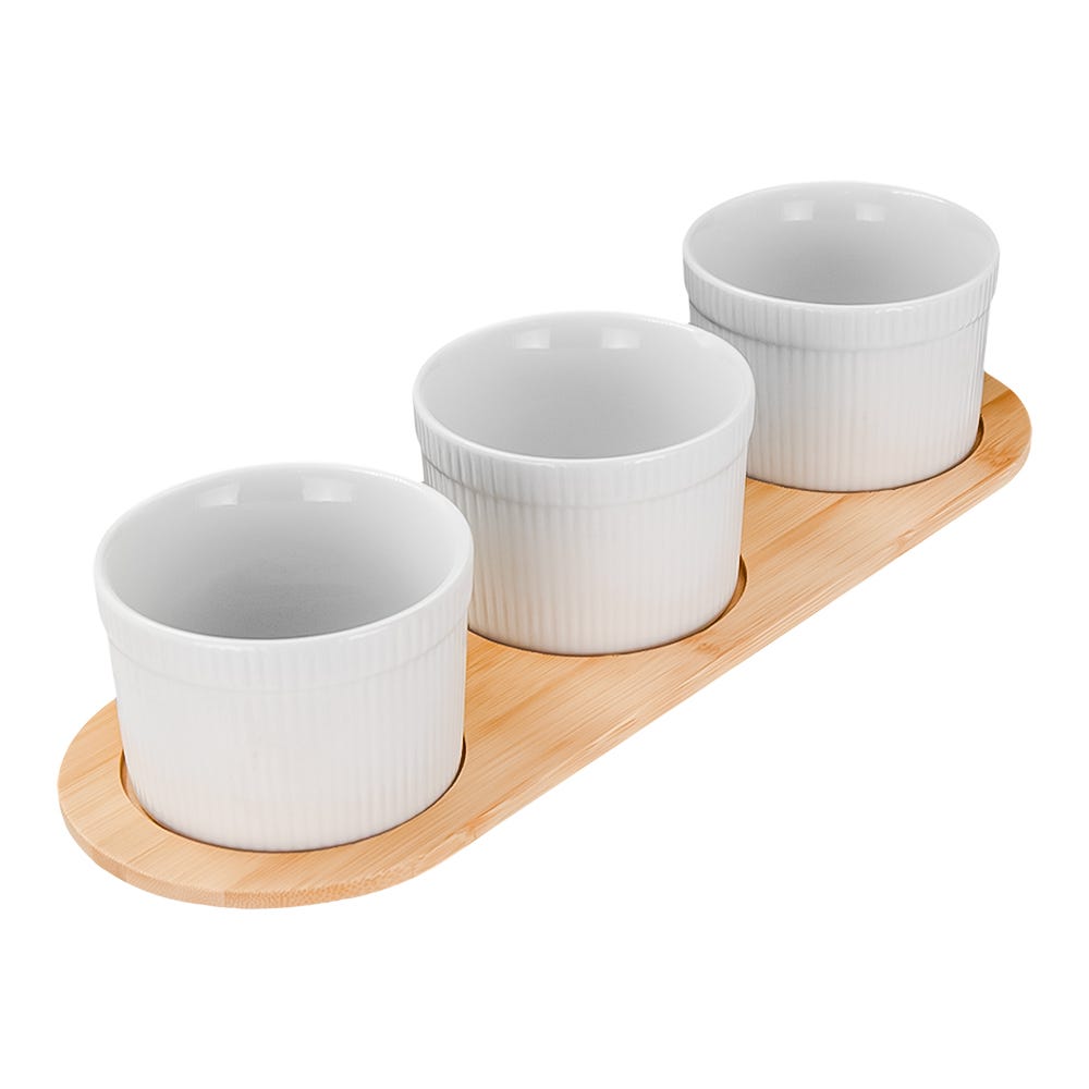 Juego de 3 tazones de cerámica con base de bambú Y2307 Home Sweet Home