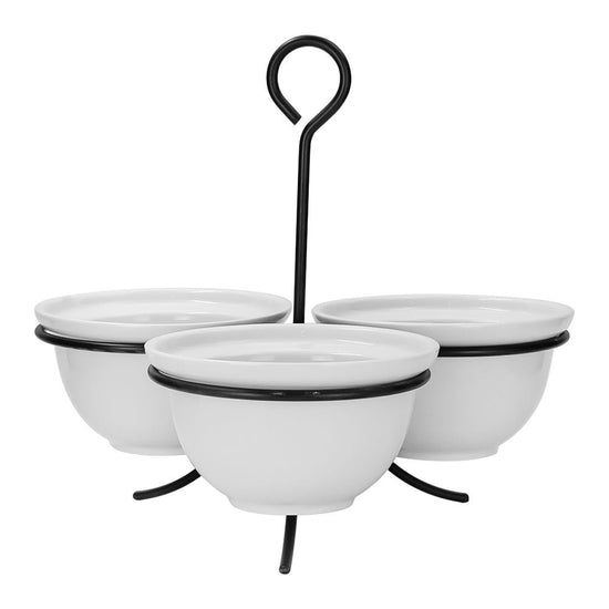 Juego de 3 tazones de cerámica con base metálica Y2184 Home Sweet Home