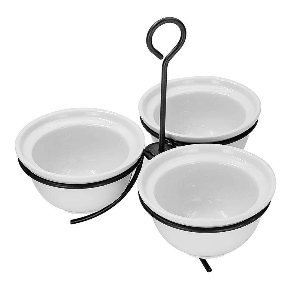 Juego de 3 tazones de cerámica con base metálica Y2184 Home Sweet Home