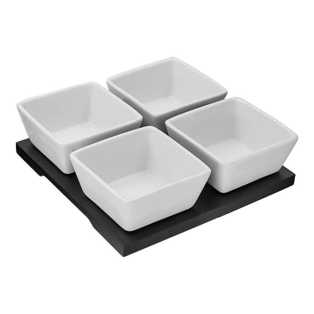 Juego de 4 tazones cuadrados de cerámica con base YM10 Home Sweet Home