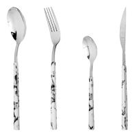 Juego de 16 cubiertos de acero inoxidable mármol blanco ATL24 Acenox