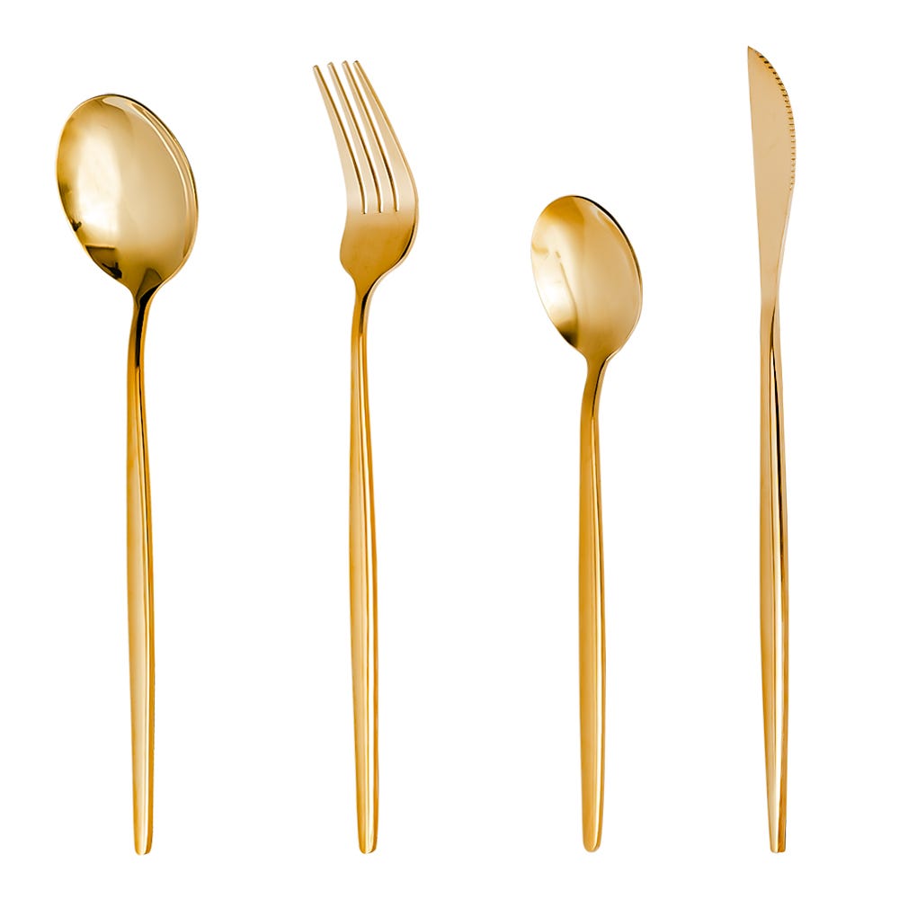 Juego de 16 cubiertos de acero inoxidable dorado ATS1225 Acenox