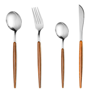 Juego de 16 cubiertos de acero inoxidable madera ATL23 Acenox