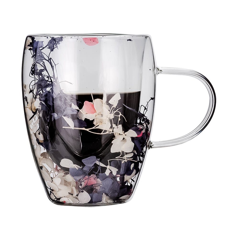Juego de 2 tazas de doble pared de vidrio borosilicato 280 ml K574 Home Sweet Home