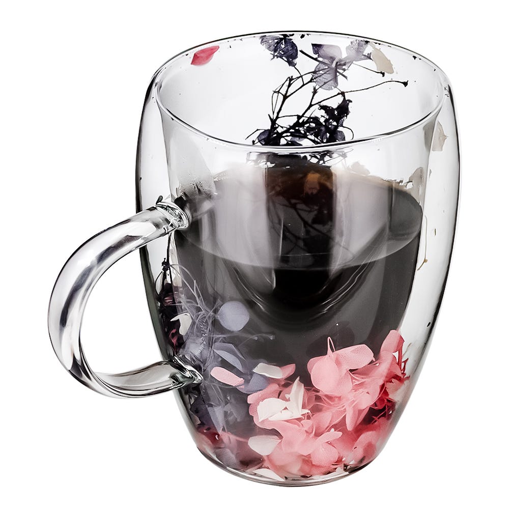 Juego de 2 tazas de doble pared de vidrio borosilicato 280 ml K574 Home Sweet Home