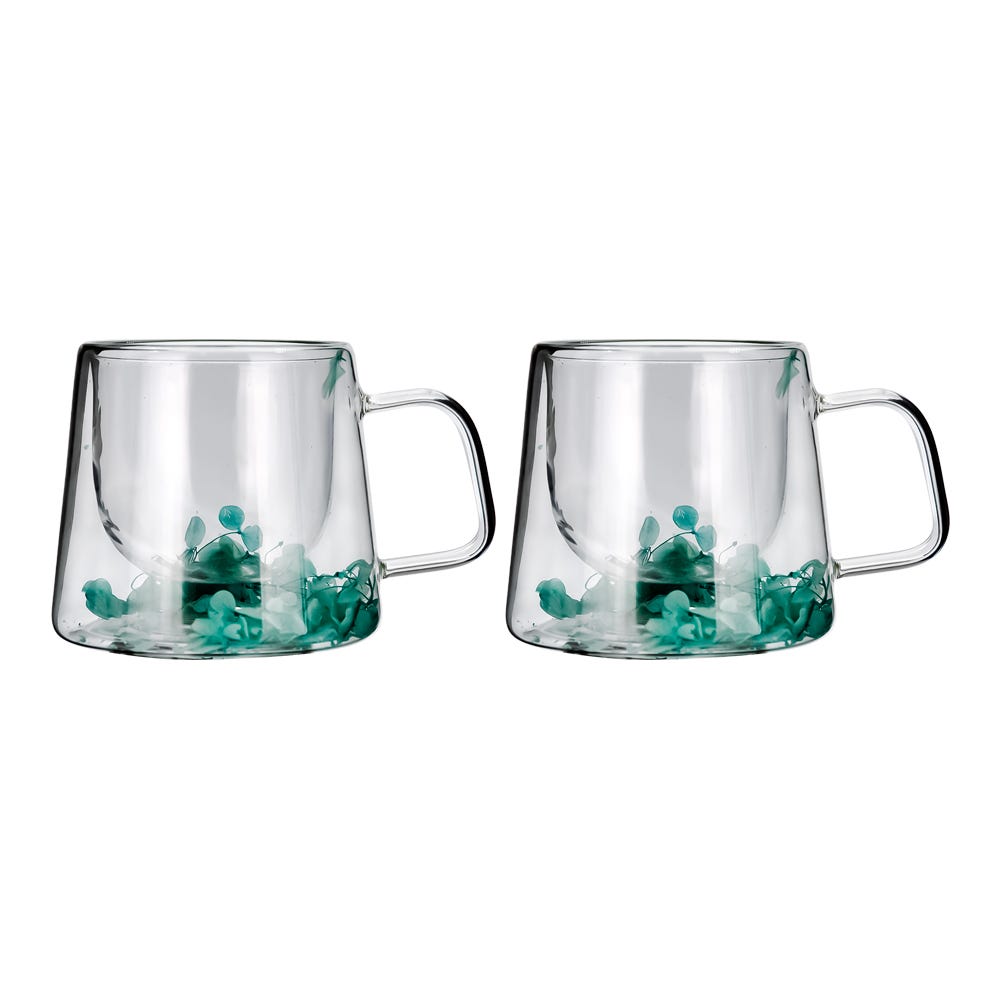 Juego de 2 tazas de doble pared de vidrio borosilicato 190 ml IK584 Home Sweet Home