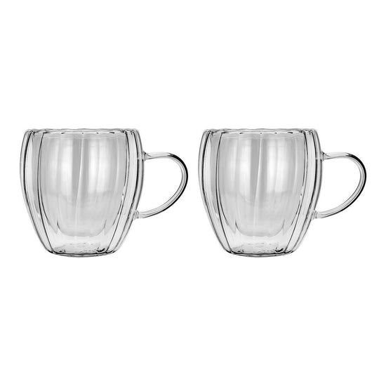 Juego de 2 tazas de doble pared de vidrio borosilicato 200 ml IK588 Home Sweet Home