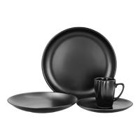 Vajilla de cerámica de 16 piezas Negro Matte Alleanza