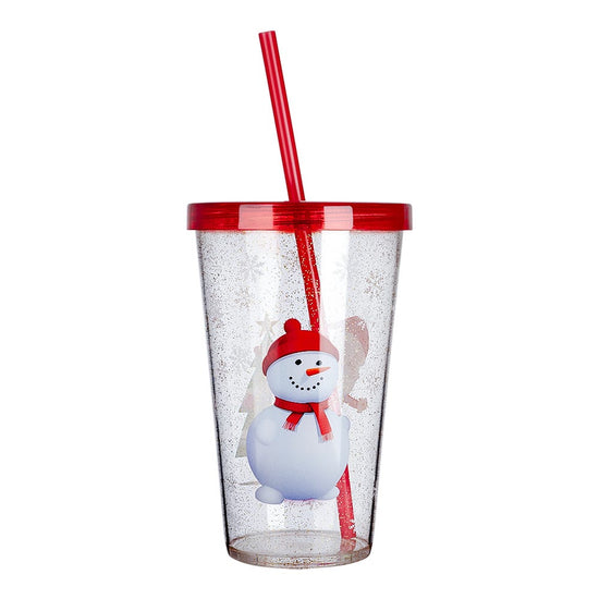 Vaso con popote y tapa decorado navideño 620 ml varios diseños XK0013 Home Sweet Home