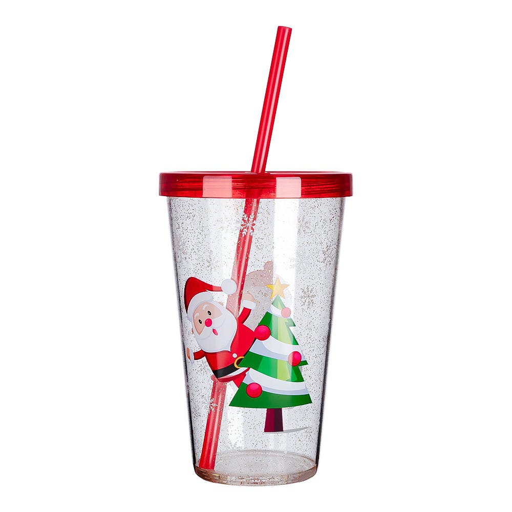 Vaso con popote y tapa decorado navideño 620 ml varios diseños XK0013 Home Sweet Home – vista 3