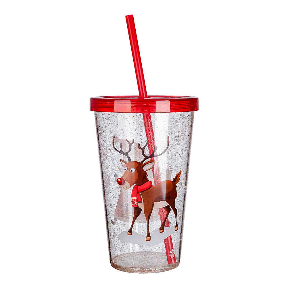 Vaso con popote y tapa decorado navideño 620 ml varios diseños XK0013 Home Sweet Home – vista 6