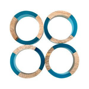 Juego de 4 anillos para servilletas de madera y resina UNIALS1 Home Sweet Home