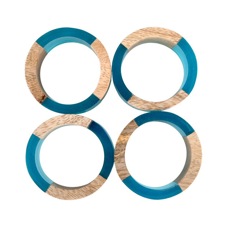 Juego de 4 anillos para servilletas de madera y resina UNIALS1 Home Sweet Home