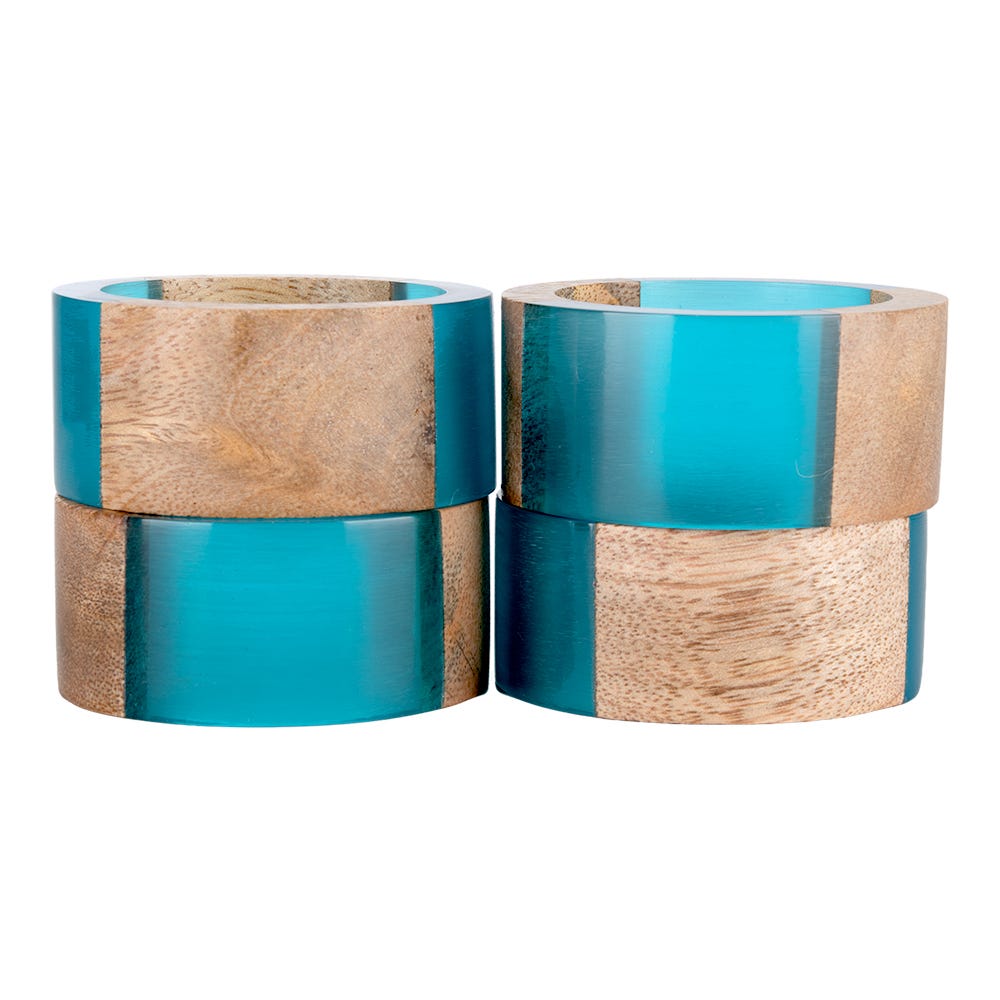 Juego de 4 anillos para servilletas de madera y resina UNIALS1 Home Sweet Home