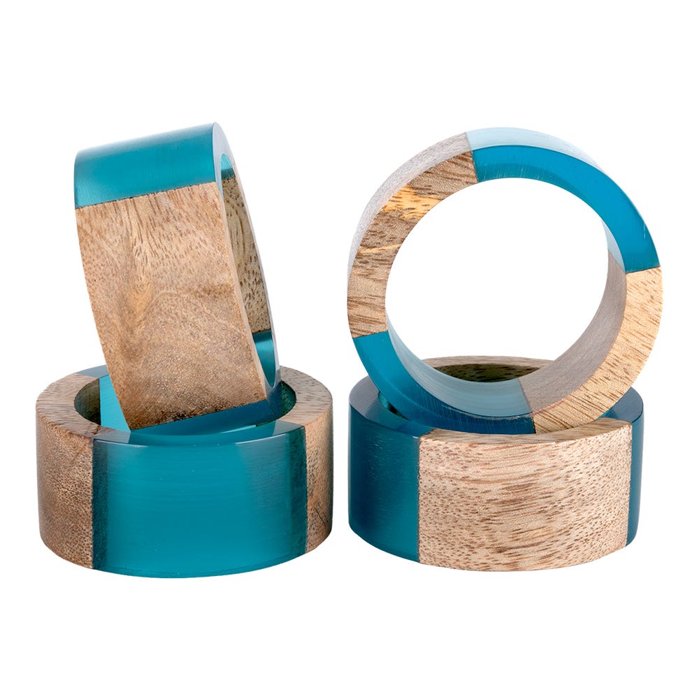 Juego de 4 anillos para servilletas de madera y resina UNIALS1 Home Sweet Home