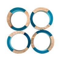 Juego de 4 anillos para servilletas de madera y resina UNIALS1 Home Sweet Home