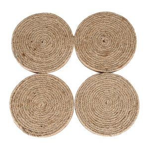 Juego de 4 portavasos de madera y yute UNIALS15 Home Sweet Home