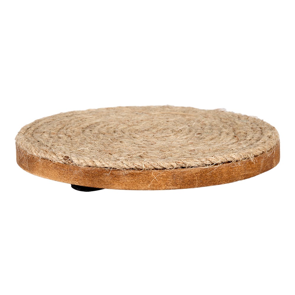 Juego de 4 portavasos de madera y yute UNIALS15 Home Sweet Home