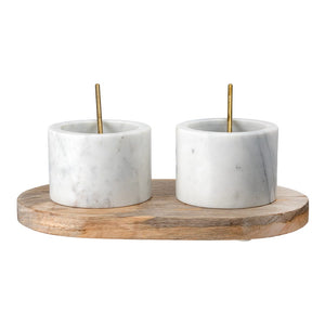 Juego de 2 tazones de mármol con cucharas y base UNIALS30 Home Sweet Home