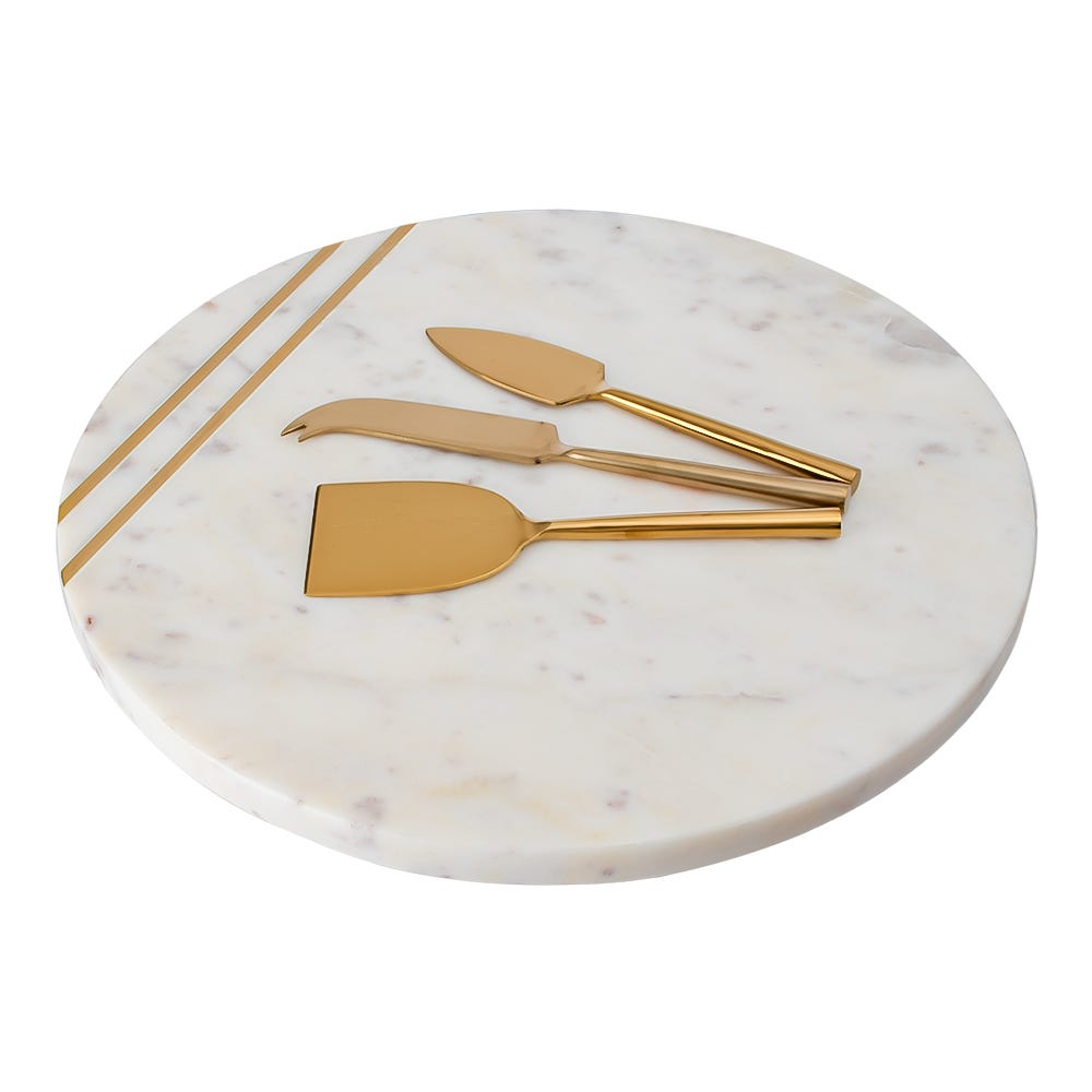 Juego de tabla de mármol con 3 utensilios para servir AD24-3002B Home Sweet Home