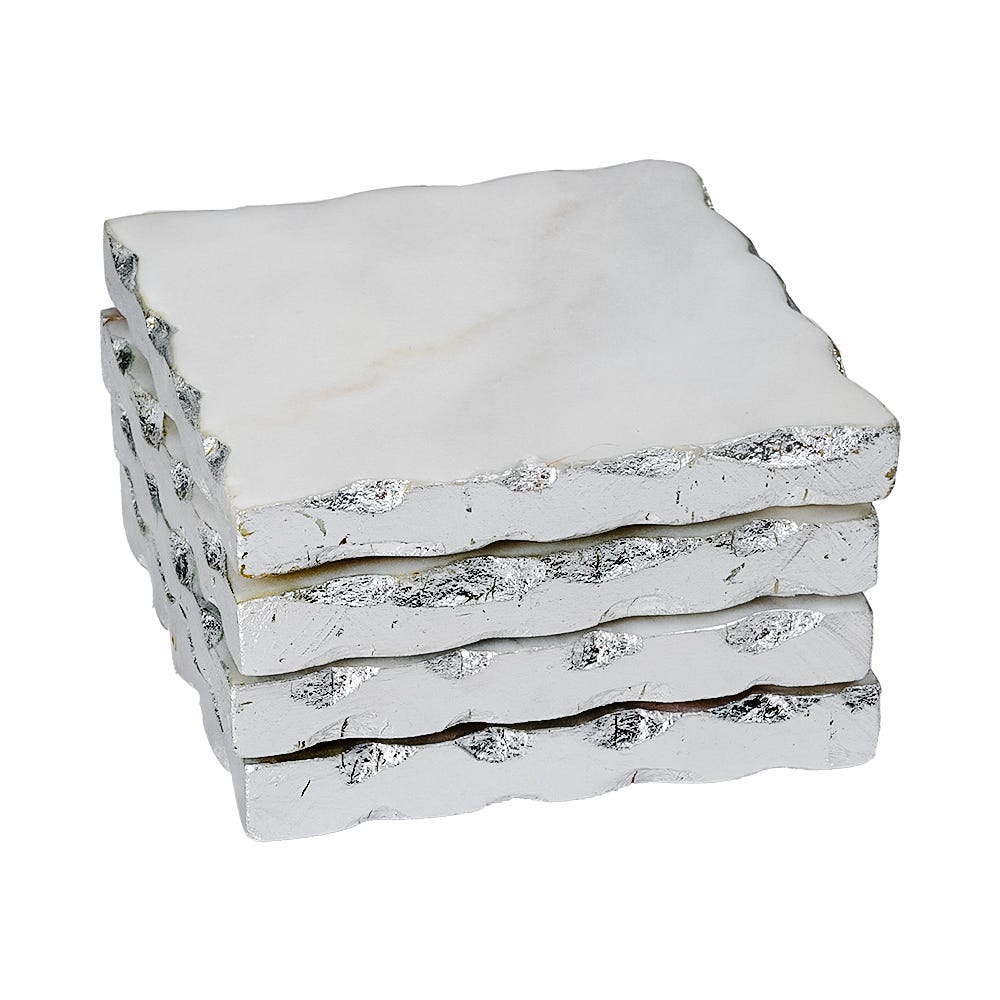 Juego de 4 portavasos de mármol AD24-CR-3036 Home Sweet Home