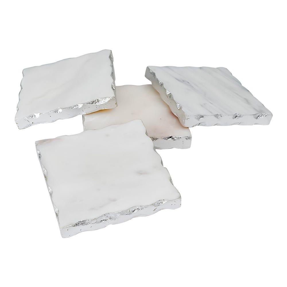 Juego de 4 portavasos de mármol AD24-CR-3036 Home Sweet Home