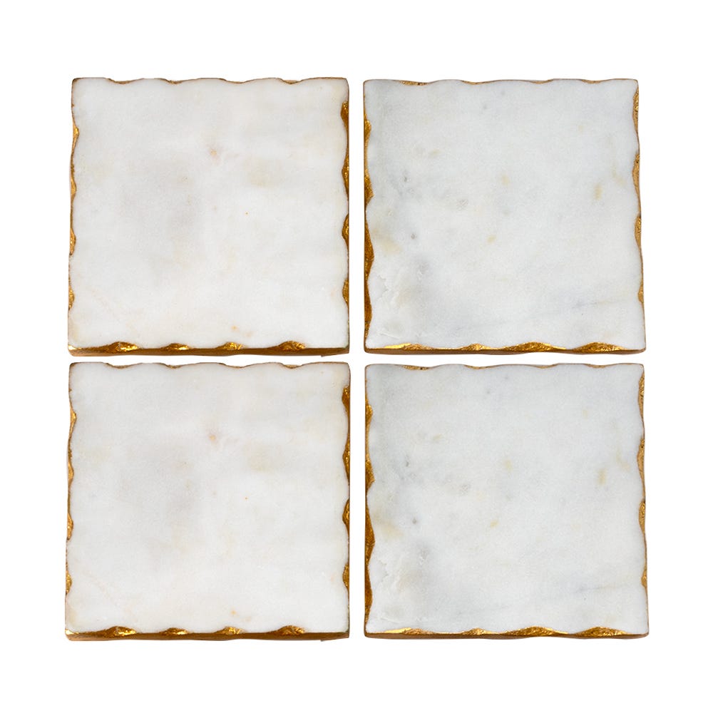 Juego de 4 porta vasos de mármol AD24-CR-3037 Home Sweet Home