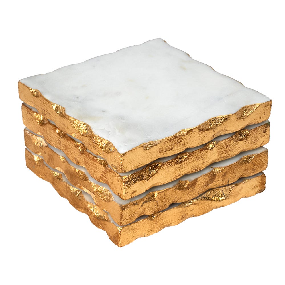 Juego de 4 porta vasos de mármol AD24-CR-3037 Home Sweet Home